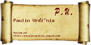Paulin Uránia névjegykártya